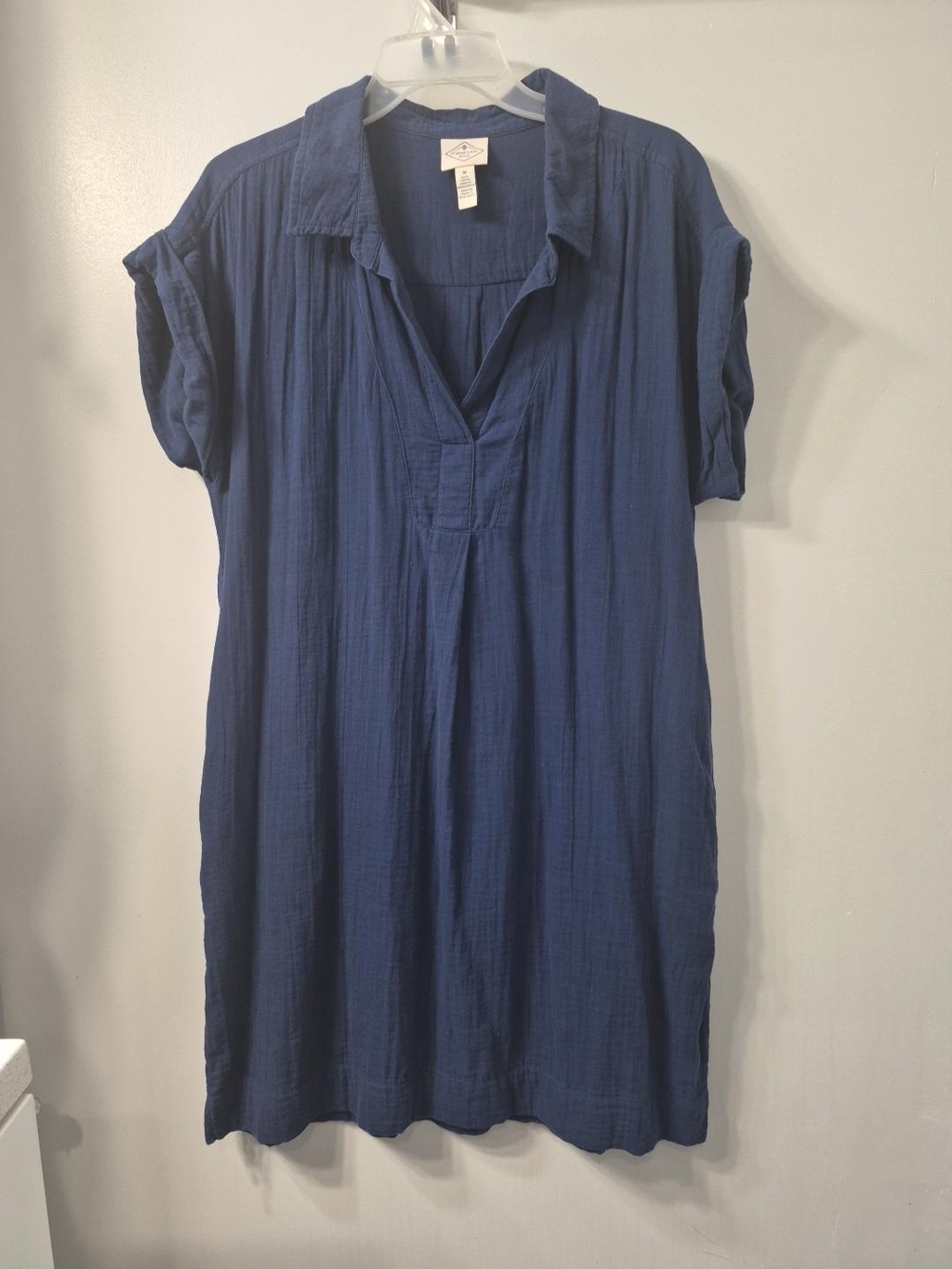 St. John's Bay Navy Short Sleeve V-Neck Tunic